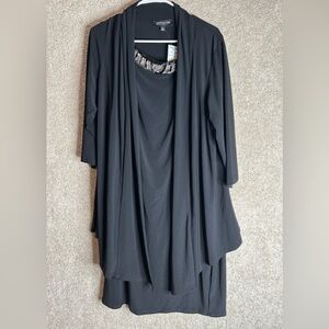 Jones New York Black Dress with Embellished Neckline